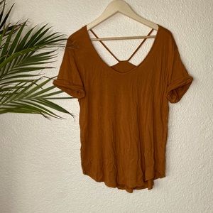 Burnt Orange Cutout Back Tee